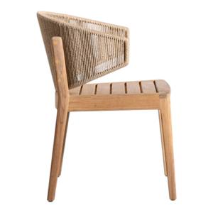 Silla de Comedor de Madera de Teca para Exteriores con Respaldo de Cuerda Tejida a Mano, Diseño de Mediados de Siglo, Muebles de Jardín y Patio para Restaurante y Hotel - Product Image 4