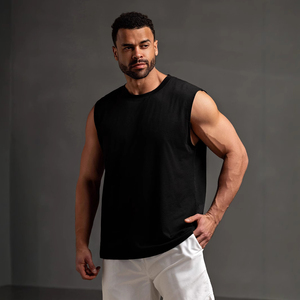 Débardeur sans manches vert fluo pour homme, col rond, séchage rapide, tricoté, sportif, couleur unie, gilet de fitness - Product Image 3