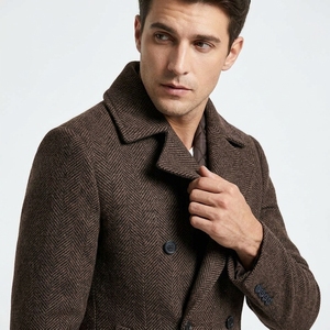 Vente directe usine – Manteau homme coupe ajustée en tissu chaud, longueur genou, couleur personnalisable, fermeture boutonnée, col à revers cranté - Product Image 6