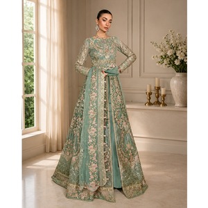 Robe de mariée de luxe formelle en organza, avec dupatta en organza, non cousue - Product Image 5