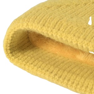 Innovador logotipo personalizado 100% acrílico tejido puño corto pescador Beanie invierno cálido forro sombreros acanalado puños gorros para hombres y mujeres - Product Image 3