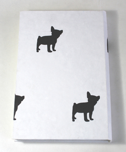 Cuaderno de Tapa Dura de Papel de Algodón Hecho a Mano, Blanco con Estampado de Bulldog Francés Negro, Elegante y Personalizable - Product Image 4