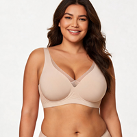 Soutien-gorge grande taille en maille à décolleté plongeant, sans couture, offrant un bon maintien, en nylon et élasthanne doux pour femmes, idéal pour un usage quotidien en toutes saisons