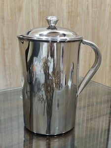 Stainless Steel Water Jug with Lid and Handle Leakproof Drinking Water Pitcher for Home Kitchen <b>Fridge</b> Office <b>Table</b> Serving - Product Image 3