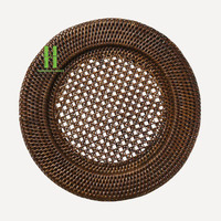 Tendance du moment : Assiette de présentation murale en bambou écologique style bohème, motif floral, 33/35 cm de diamètre, fabriquée au Vietnam