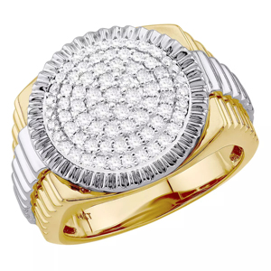 Men 14K Solid <b>Gold</b> Diamond <b>Cocktail</b> <b>Ring</b> Round Brilliant Cut Luxury Everyday Wear - Product Image 3