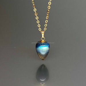 Collier en argent sterling 925 avec pierre précieuse Labradorite or vermeil pour cadeau - Product Image 1