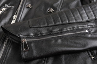 Veste matelassée en cuir de vachette noir pur, col montant, logo frontal, style urbain, doublure en spandex écologique, manches longues pour homme