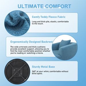 360 Swivel Comfy Chair Single <b>Sofa</b> Teddy Fleece High Resilience <b>Sponge</b> No Assembly Required Upholstered One Soft Living Room - Product Image 4