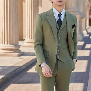 Nuevo Traje Formal de Tres Piezas para Hombre, Transpirable, con Blazer, Chaleco y Pantalón, para Bodas y Eventos de Primavera - Product Image 3
