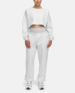 Suéteres Casuales Cortos de Lana para Mujer, Sudadera Corta de Manga Larga con Cuello Redondo, Color Sólido, Forro Polar Transpirable - Product Image 1