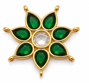 Connecteur KUNDAN PACHI pour collier, composant de bijoux en laiton pour collier de mariée - Product Image 2