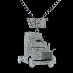 Custom 3D Truck Bail Letter Design S925 Silver Full Iced Out Bling Moissanite Diamond Big Charm Hip Hop Colgante - Product Image 1