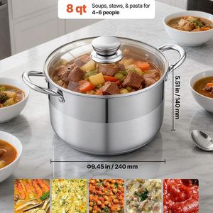 หม้อซุปอเนกประสงค์ขนาด 8 ควอร์ต พร้อมฝาแก้วสำหรับซุป/สตูว์ - Product Image 5