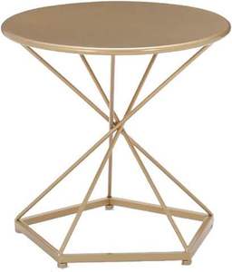 Modern <b>Round</b> Metal <b>Coffee</b> <b>Table</b> with Geometric Base Tempered Glass Top Contemporary Design for Living Room Furniture - Product Image 6