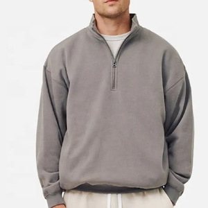 Sudadera con cremallera de 1/4 para hombre, estilo casual, corte holgado, cuello simulado, hombros caídos, manga larga - Product Image 5