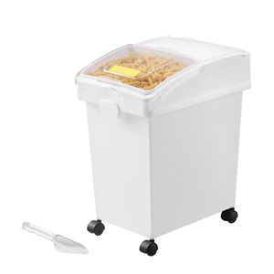 กล่องเก็บข้าวสารขนาดใหญ่ 6.6 แกลลอน/25 ลิตร กล่องจ่ายอาหารสัตว์เลี้ยงสำหรับห้องครัว กล่องเก็บส่วนผสมอาหารสัตว์ ข้าว ธัญพืช แป้ง - Product Image 1