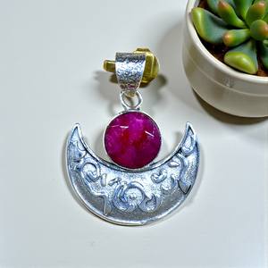 จี้เงินแท้ 925 และจี้เงินประดับพลอยทับทิมและมูนสโตน ราคาขายส่งเครื่องประดับ - Product Image 2