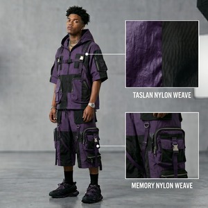 Conjunto Deportivo Unisex de 2 Piezas, Chaqueta con Capucha y Bolsillos, Diseño Color Block Morado y Negro, para Todas las Temporadas, Corte Regular - Product Image 6
