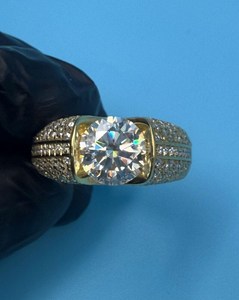 Moissanite 2CT Round Diamond <b>Solitaire</b> <b>Ring</b> For Men's original 925 Sterling <b>Silver</b> Fine Wedding Party Jewelry Gift For Friends - Product Image 2