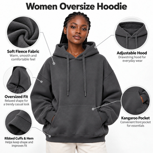 Sudadera extragrande para mujer, de tela de algodón transpirable, corte holgado y comodidad flexible para el uso diario, viajes y ropa informal. - Product Image 6