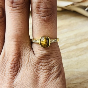 Market Favorite Dainty Brass <b>Ring</b> <b>Tiger</b> <b>Eye</b> Boho Gold Plated <b>Ring</b> Minimal Vintage Trendy Classic <b>Ring</b> Wholesale <b>Ring</b> For Women - Product Image 6