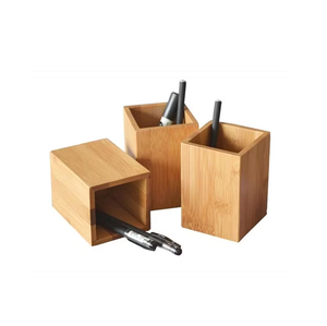 Handcrafted Rectangular Wood <b>Pen</b> holder <b>Customised</b> Logo 3 Pieces For Table Desk Organizer & Stationary Storage Holder - Product Image 1