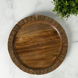 Bandeja Redonda de Madera para Servir con Diseño Rústico Artesanal para Mesa de Comedor, Ideal para Pan, Papas Fritas y Palomitas, de Madera de Nogal - Product Image 6