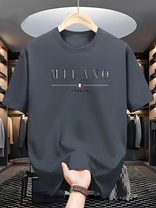 เสื้อยืดแขนสั้นคอกลมลำลองสำหรับผู้ชายในฤดูร้อน ทรงปกติ ปักลาย ระบายอากาศได้ดี สวมใส่สบาย เหมาะสำหรับเล่นกีฬา - Product Image 4