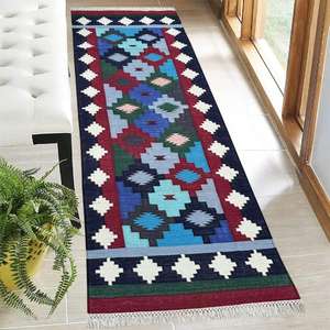 Alfombra Dhurrie de algodón hecha a mano, ideal para entrada, cocina, camino y práctica de yoga 013 - Product Image 1