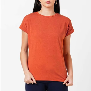 Wholesale Price Women's Crew Neck Short Sleeve T-<b>Shirt</b> Solid Color Regular Fit Casual Jersey Breathable All Seasons Wear - Product Image 1