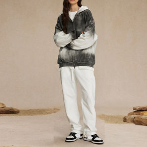 Sudadera con capucha y cremallera para mujer, estilo tie-dye, oversize, informal, streetwear, efecto lavado - Product Image 5