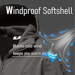 Custom Softshell <b>Jacket</b> Men <b>Fleece</b> <b>Lined</b> Waterproof Hooded Color Block Full Zip Up Outdoor Warm Coat Wholesale Softshell Coat - Product Image 3