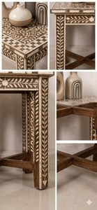 Table d'appoint moderne en os incrusté, artisanale et écologique |   Décoration de la maison pour baptême, meubles - Product Image 6
