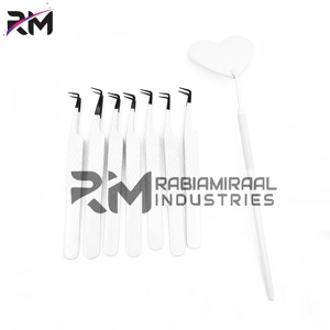 Pince à épiler professionnelle RMI pour extensions de cils, pointe plasma noire / couleur poudre blanche, pointe à 90 degrés, en acier inoxydable - Product Image 5