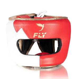 Professional <b>Face</b> Protection Full <b>Face</b> Fly Boxing Head Guard Red White & Gold Fly Head Guards Boxing Training Helmets CP-BHG-15 - Product Image 4