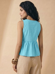 Tops de Verano para Mujer, Elegantes, de Algodón, con Cierre de Cremallera Lateral, Ideales para el Trabajo y Salidas Informales, con Ajuste Cómodo - Product Image 4