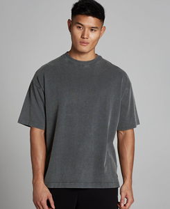 T-shirt décontracté tissé pour homme, coupe classique, col rond, gris uni, 100 % coton respirant, teinture unie, qualité supérieure - Product Image 1