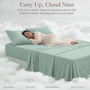 ชุดผ้าปูที่นอนสีเฮเธอร์เซจคลาสสิก |   ผ้าเนื้อนุ่มระบายอากาศได้ดี |   คุณภาพแข็งแรงทนทาน |   ชุดเครื่องนอนบ้านหรู 2026 พรีเมียม - Product Image 5