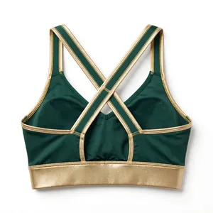 Soutien-gorge de sport Amkoor pour femme, vert olive, dos nageur, sans armatures, bonnet complet, en Spandex et Polyester, extensible dans les quatre sens, tricoté, séchage rapide - Product Image 2