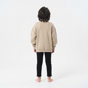 Sudadera Oversize de Algodón con Forro Polar para Niños, Color Beige, con Media Cremallera, Hombros Caídos, Ropa de Invierno para Niño, Estilo Casual - Product Image 2
