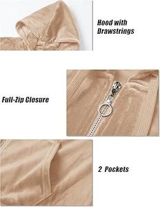 Sweat-shirts pour femmes en velours personnalisés avec fermeture éclair, séchage rapide, imperméables, coupe-vent, service OEM, logo personnalisé, saison d'automne - Product Image 5
