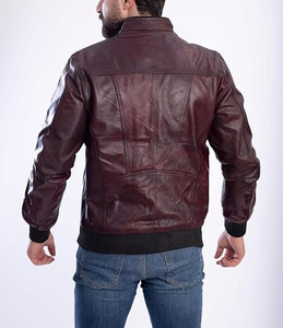 Design Color Block <b>Men's</b> Genuine <b>Leather</b> Winter Motorcycle <b>Jacket</b> Custom High Quality Breathable Puff Printing Wholesale - Product Image 3