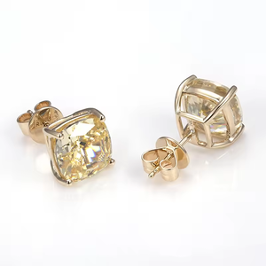 Women's Yellow Gold Cushion Cut Fancy Diamond <b>Earrings</b> Classic Style Everyday Wear - Product Image 6