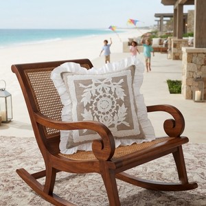 Classic Vintage Ribbon Bow Embroidered Cotton Cushion Cover White Ruffle Trim Decorative Throw Pillowcase for <b>Sofa</b> <b>Bed</b> - Product Image 2