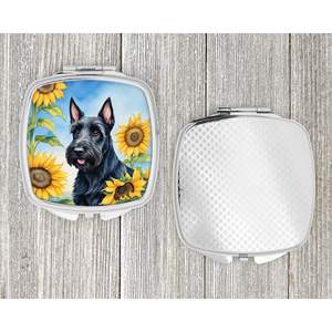 Espejo de maquillaje compacto de girasoles de Terrier escocés, regalo de diseño de mano plegable portátil para mujeres y niñas, espejo decorativo de viaje - Product Image 4