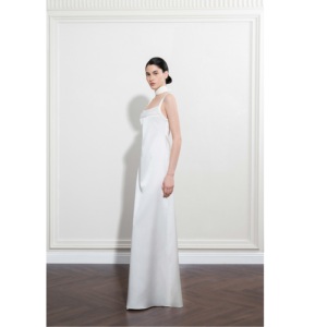 Vestidos de Noche Lujosos al por Mayor con MOQ Bajo, Vestido RIEL DRAPELESS MISSION de Satén, Nuevo Vestido Elegante de Línea A para Mujer, Casual de Verano - Product Image 1