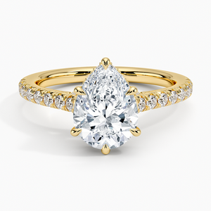 Anillo de Compromiso Solitario Chantal con Moissanita y Engaste de Garras, Chapado en Oro de 14K, Certificado GRA - Regalo de Aniversario - Product Image 1