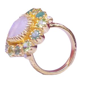 Flower Shape <b>Gold</b> Plated <b>Cocktail</b> <b>Ring</b> With Amethyst And Gemstones Bezel Setting Bohemia Style Women's Everyday Wear - Product Image 1