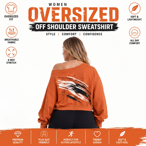 Sweat-shirt oversize imprimé en molleton bouclette à épaules dénudées pour femme, haut à manches longues, idéal pour l'hiver - Product Image 3